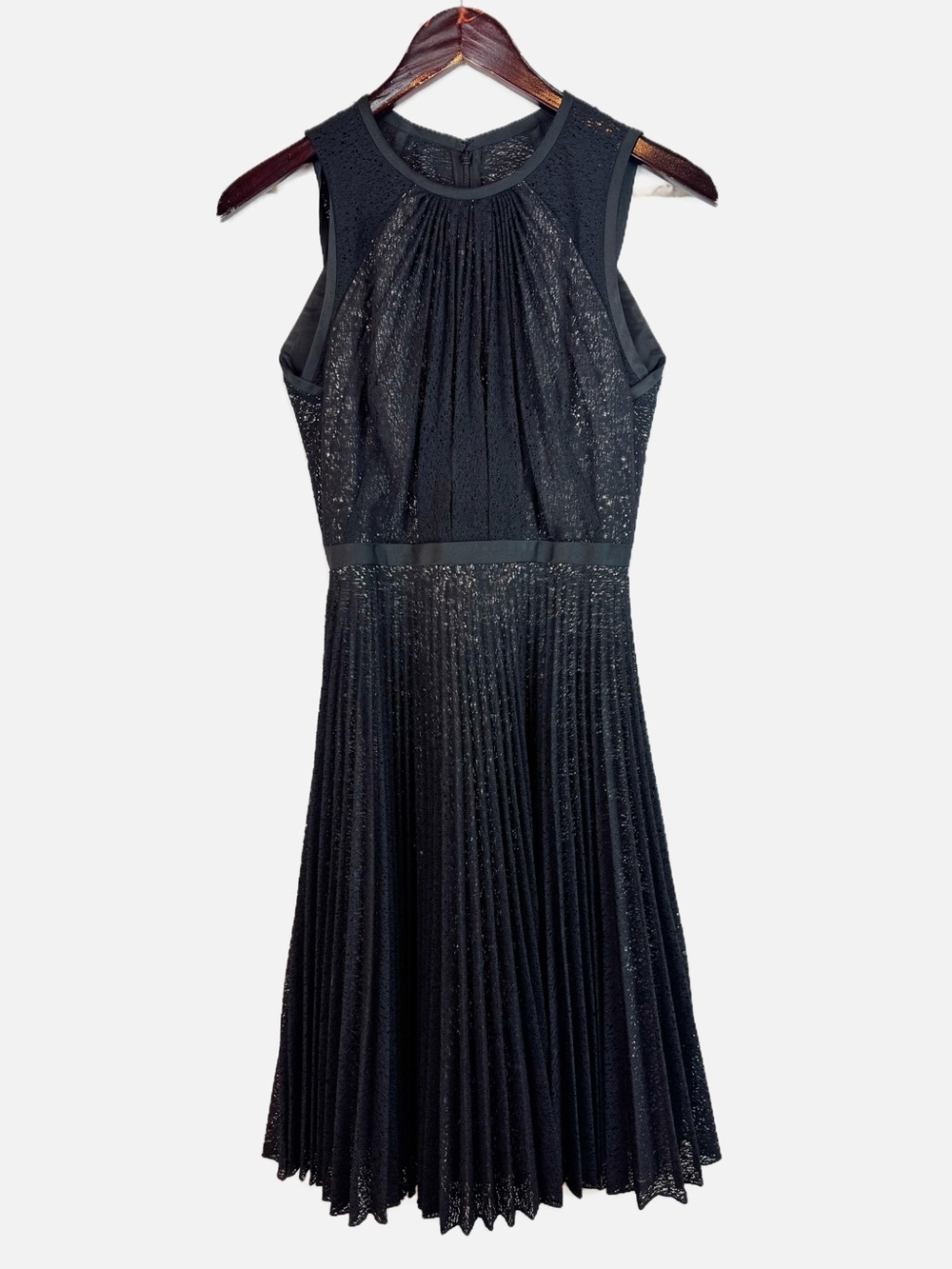 Karen Millen | Black Pleated Lace CocktailMidi  Dress, 4